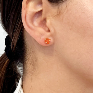 Tiny Raw Carnelian Stud Earrings