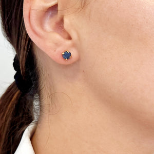 Tiny Raw Sapphire Stud Earrings