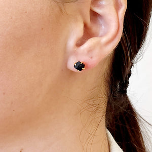 Tiny Raw Black Tourmaline Earrings