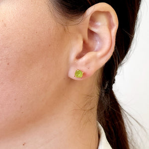 Tiny Raw Peridot Stud Earrings