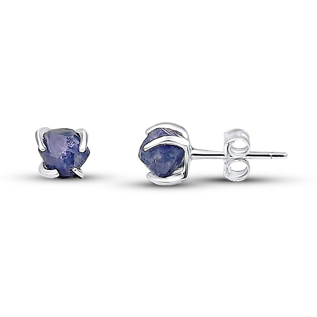 Tiny Raw Sapphire Stud Earrings