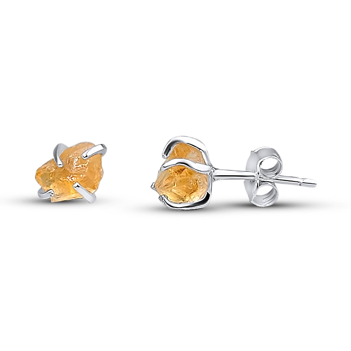 Tiny Raw Crystal Earrings - Citrine