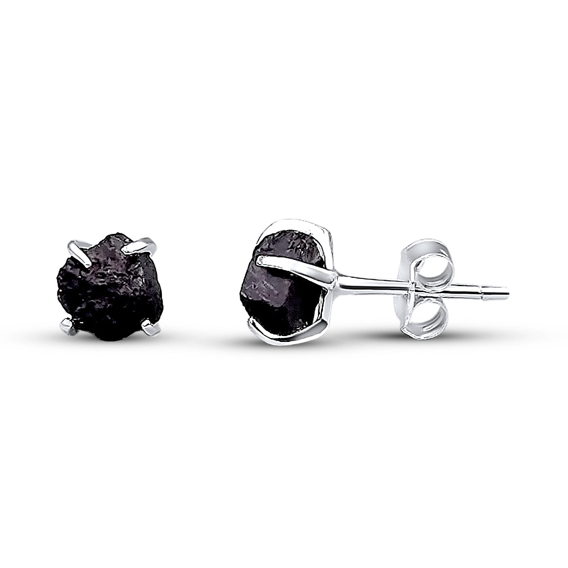 Tiny Raw Black Tourmaline Earrings