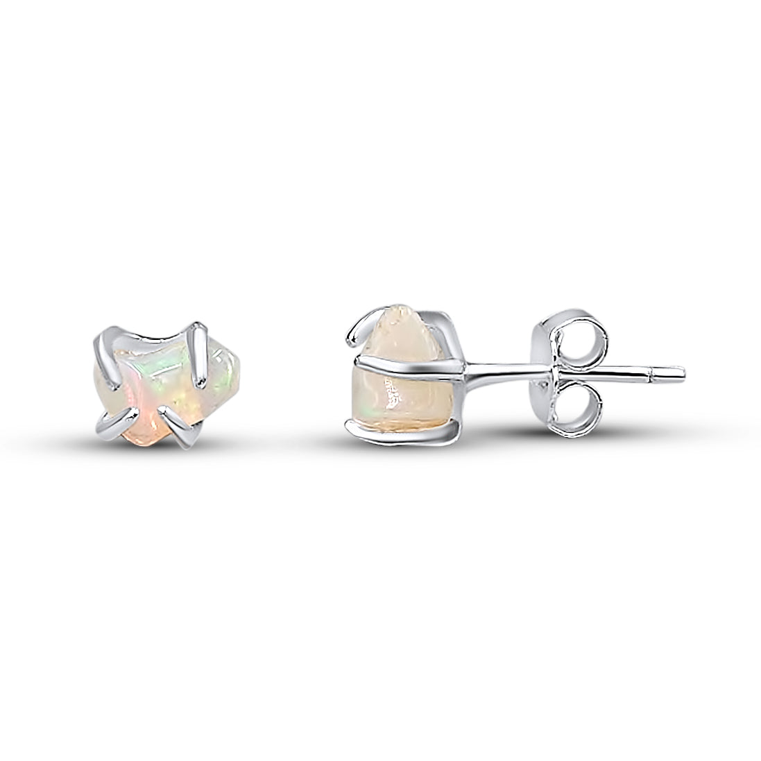 Tiny Raw Fire Opal Earrings