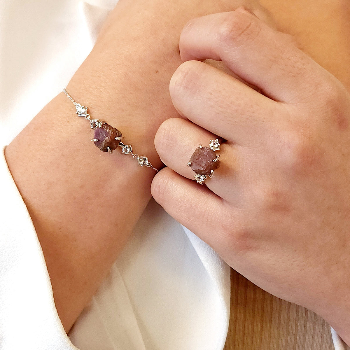 Raw Ruby Chain Bracelet