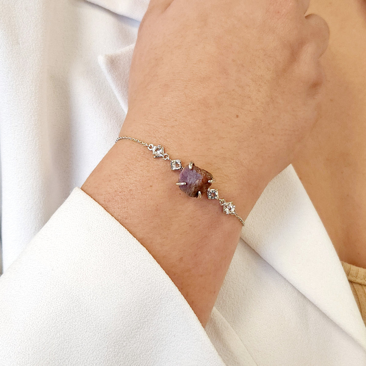 Raw Ruby Chain Bracelet