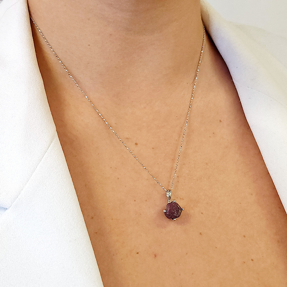 Genuine Raw Ruby Pendant Necklace