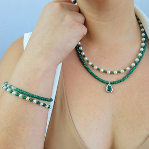 Emerald Pendant Strand Necklace