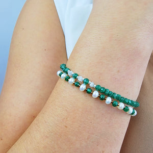 Emerald Pearl Strand Bracelet