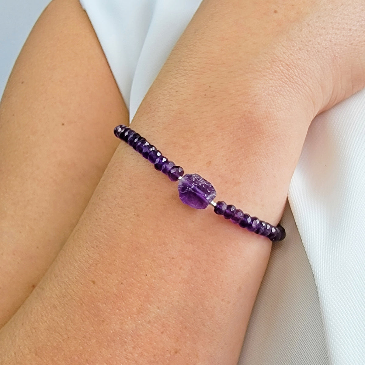 Raw Amethyst Strand Bracelet