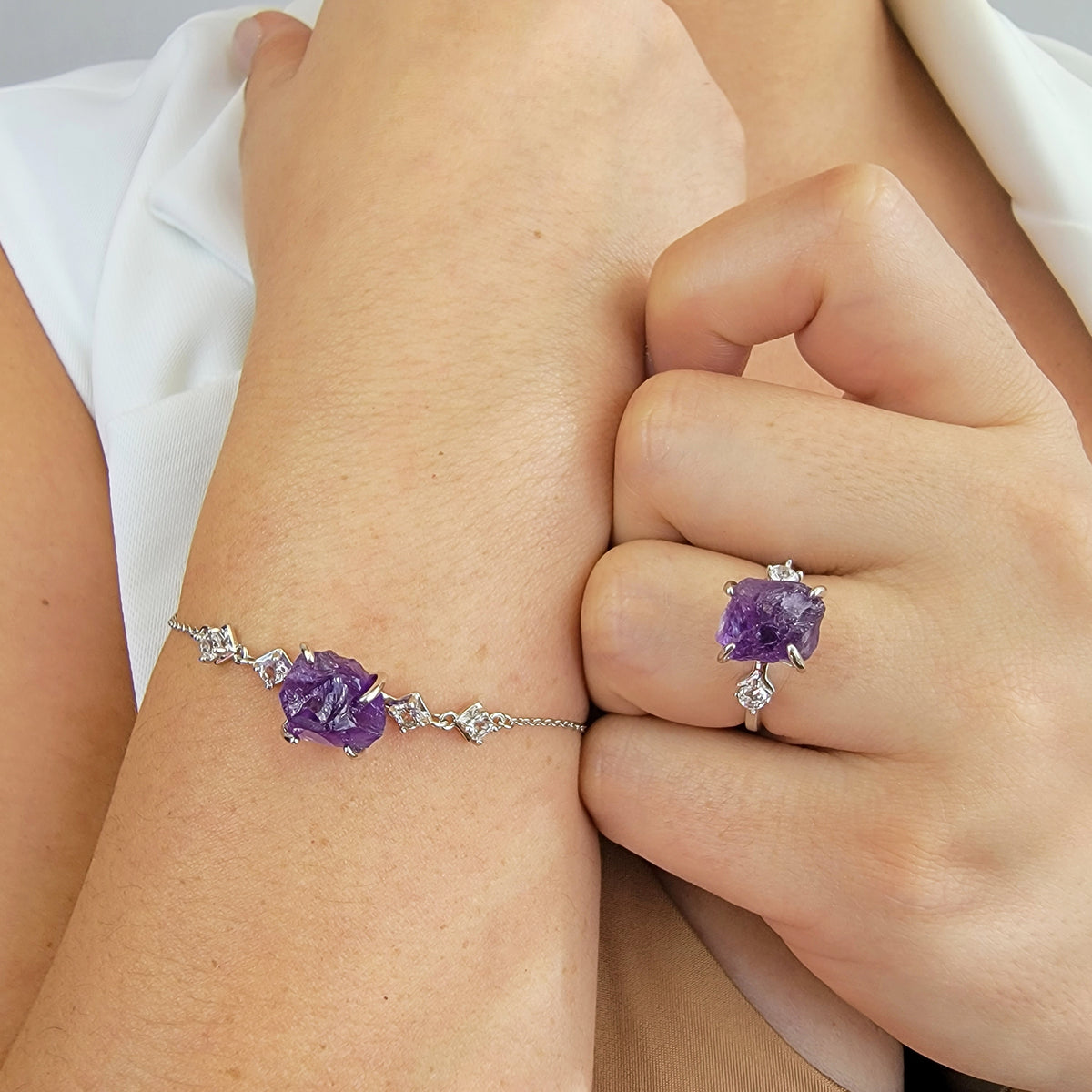 Raw Amethyst Crystal Ring