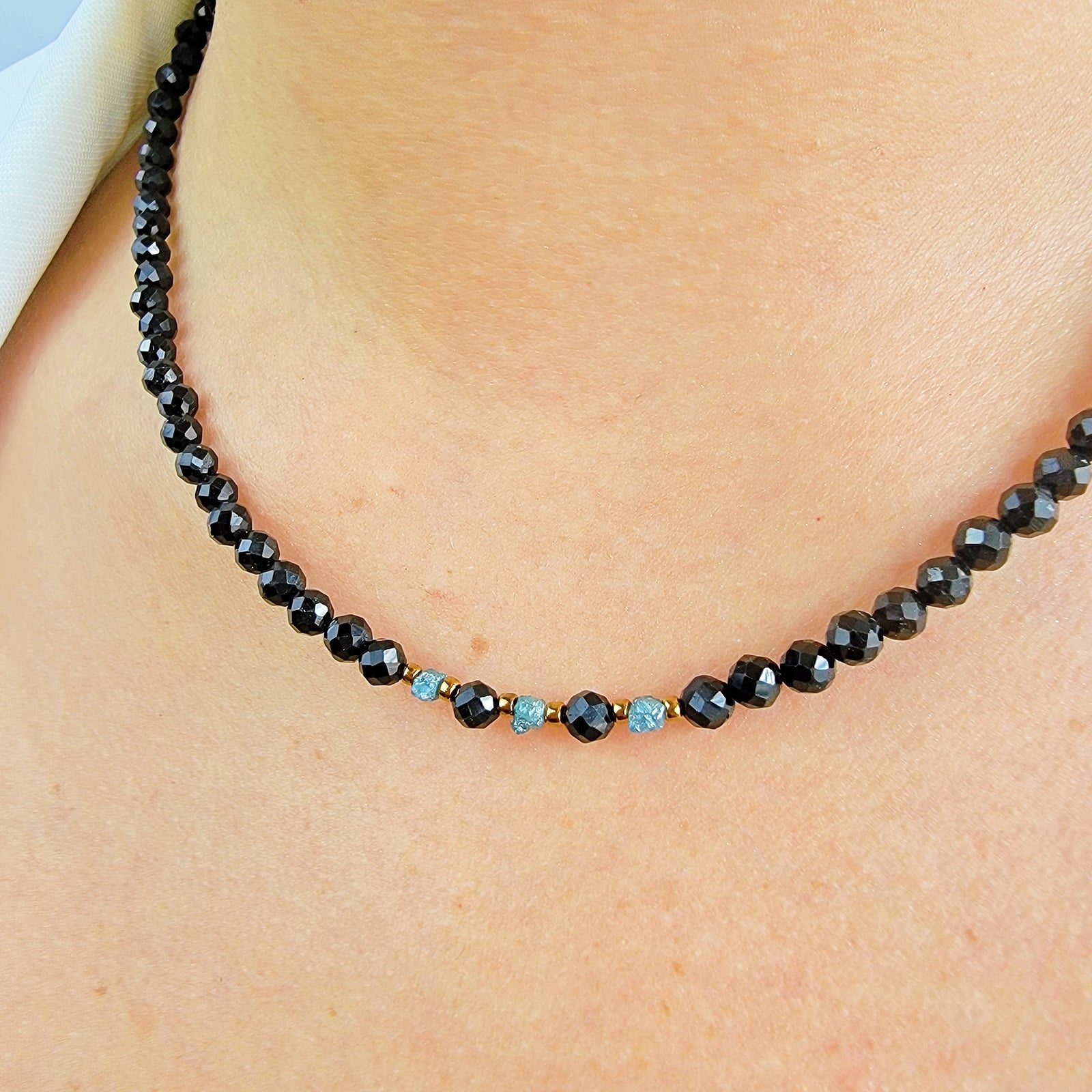 Raw Blue Diamond Tourmaline Necklace
