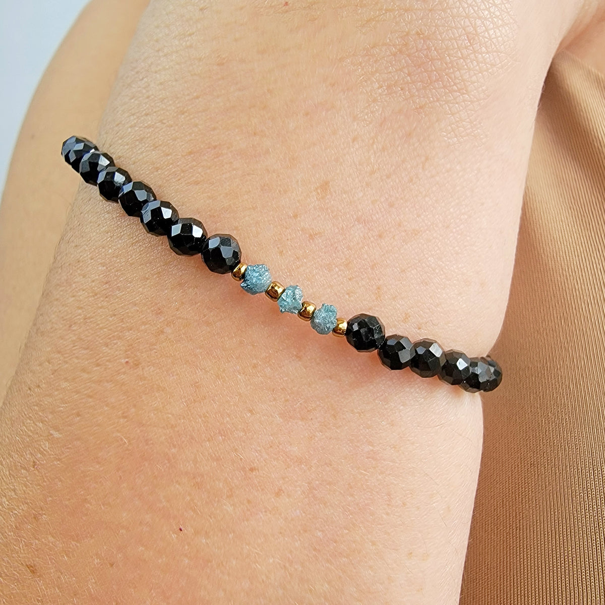 Raw Blue Diamond Tourmaline Bracelet