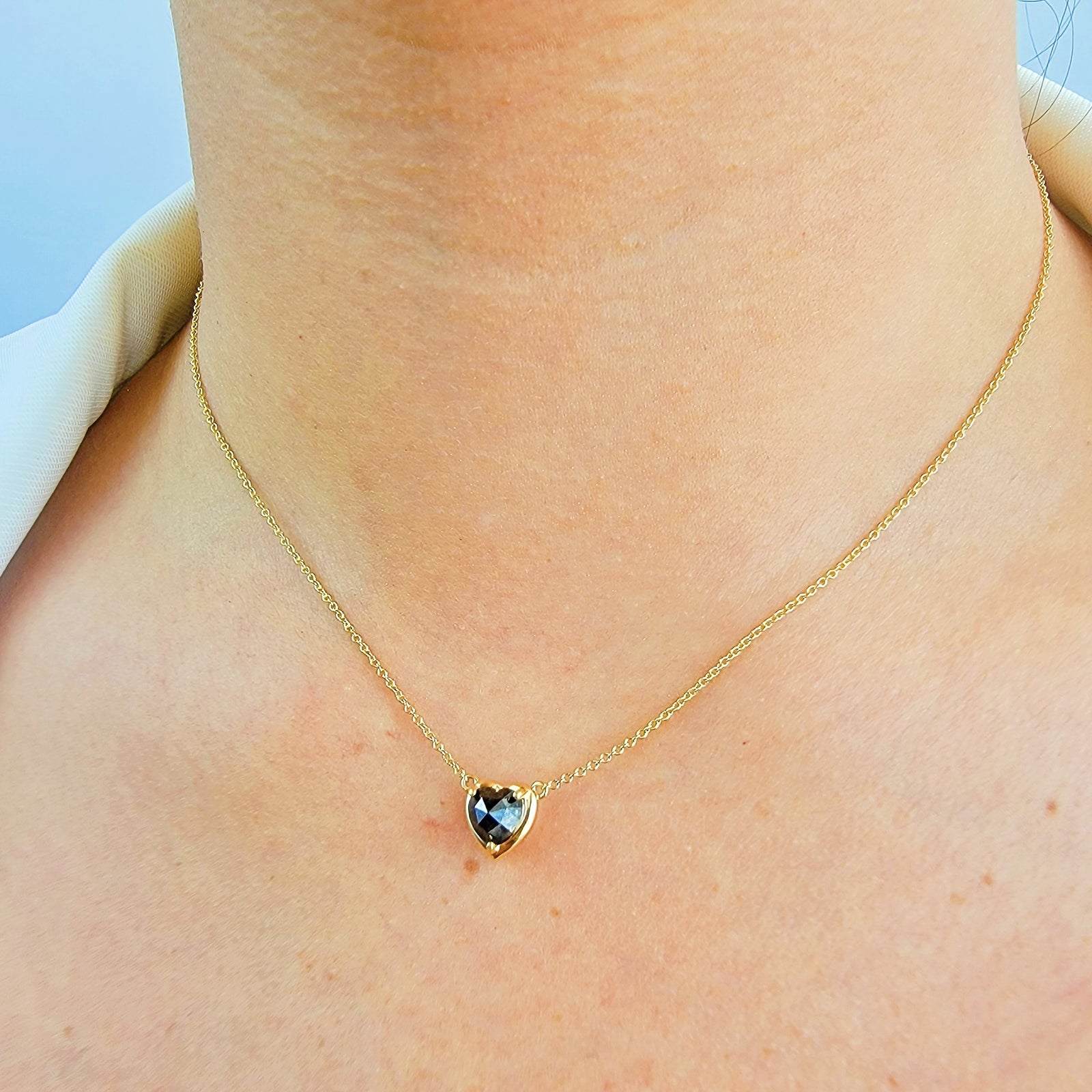 18k Gold Real Diamond Heart Necklace