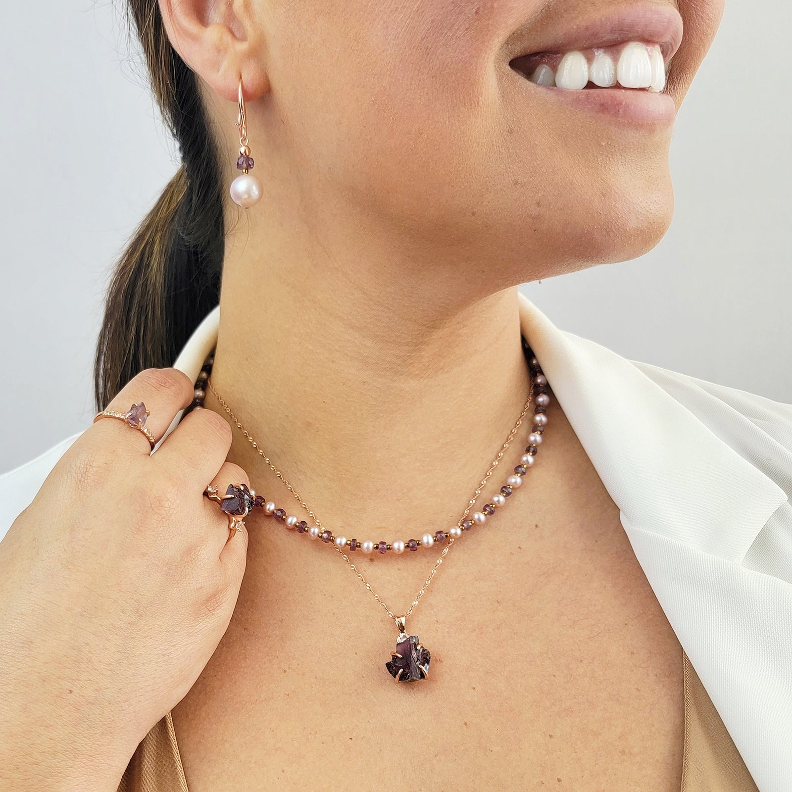 Alexandrite and Pearl Drop Earrings