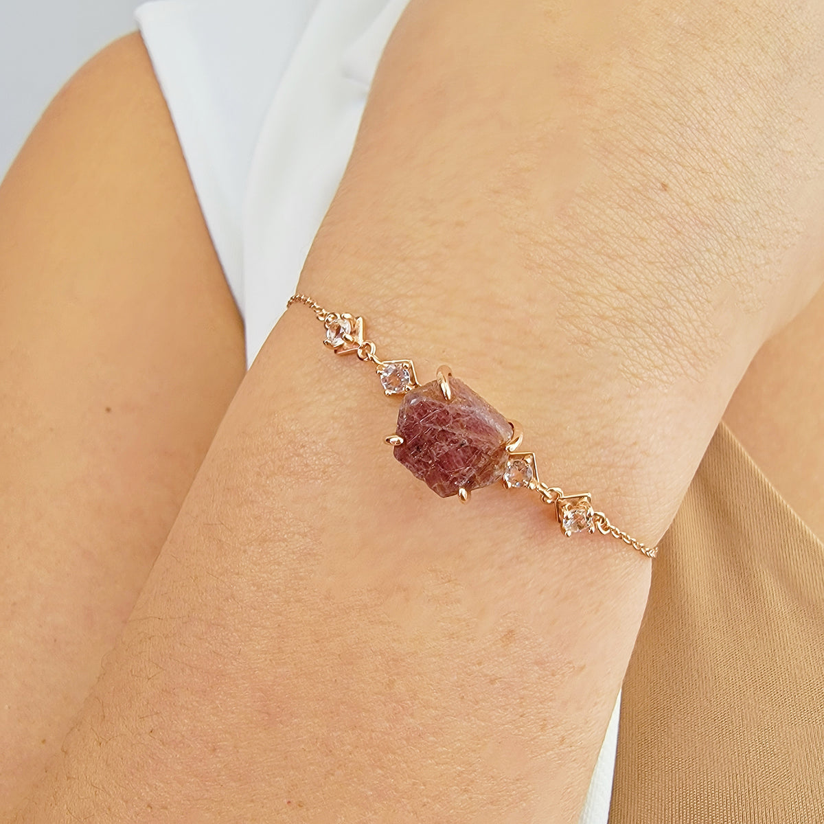 Raw Ruby Chain Bracelet