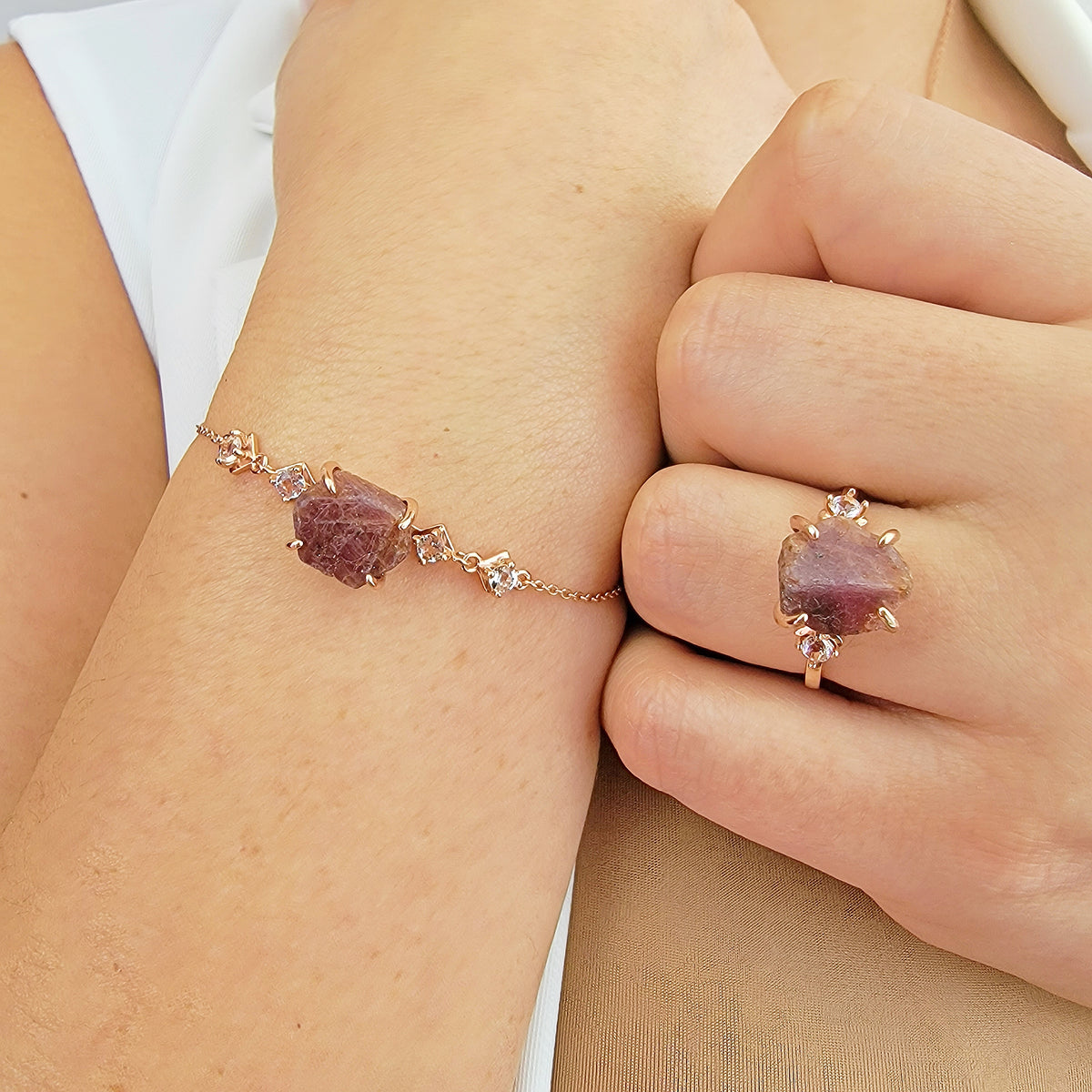 Raw Ruby Chain Bracelet