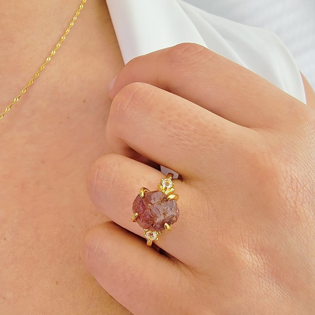 Real Raw Ruby Stone Ring