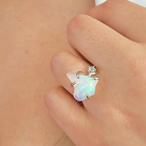 Raw Fire Opal Stone Ring