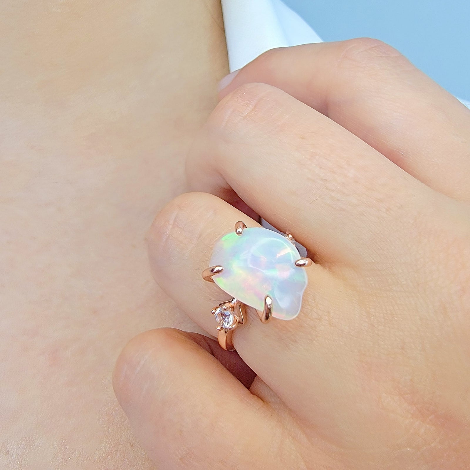 Raw Fire Opal Birthstone Ring