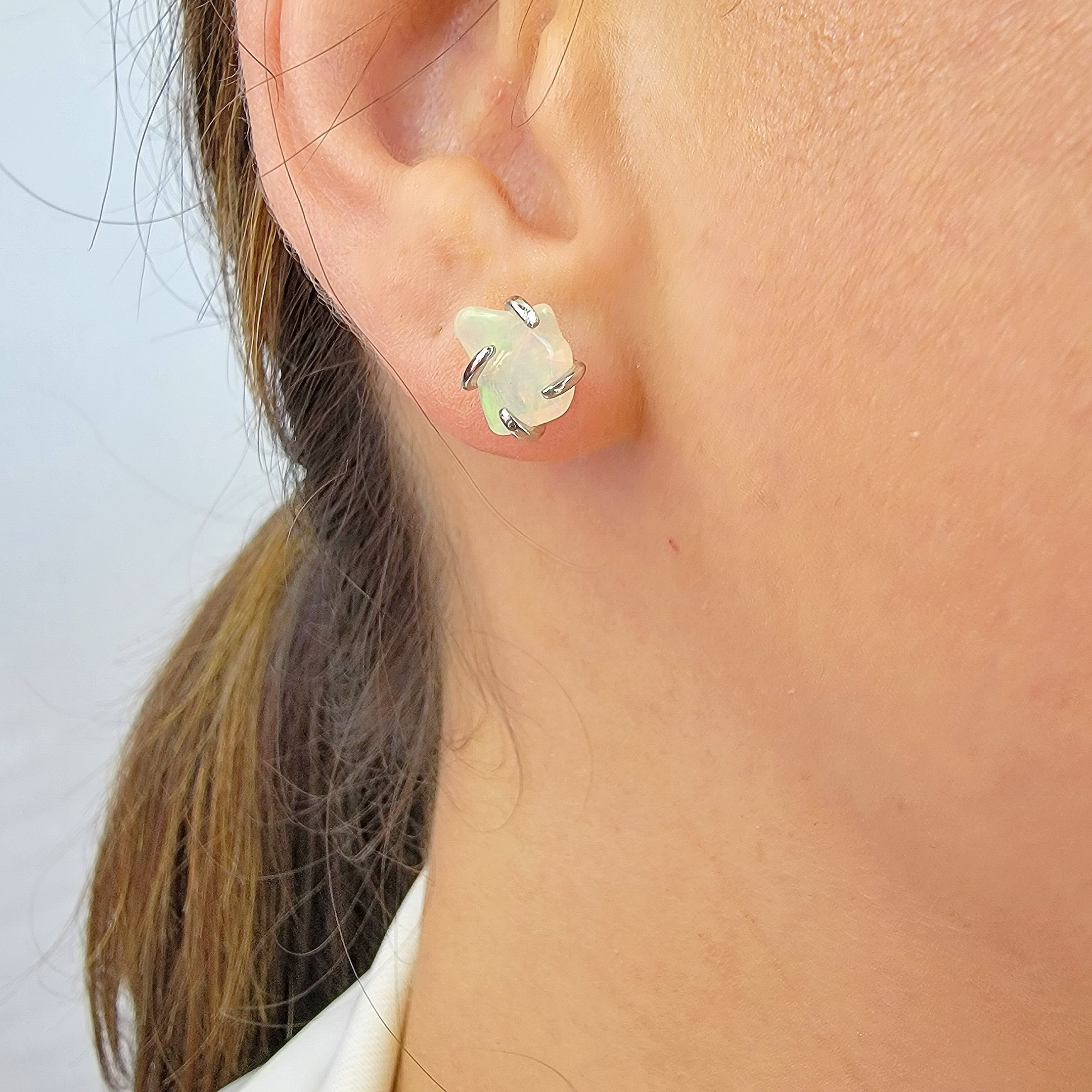 Crystals - Raw Labradorite Silver Stud Earrings – Sage Crystals