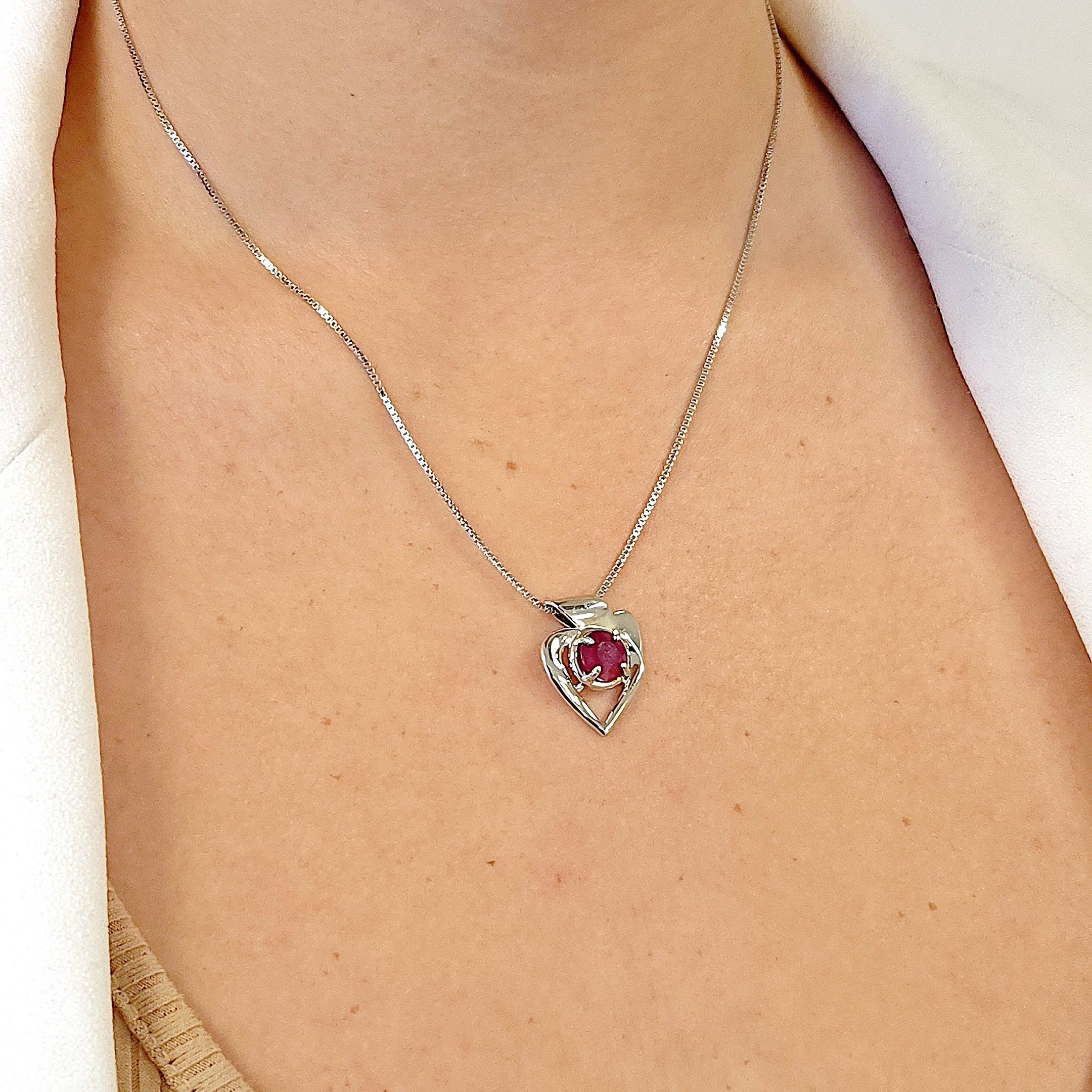 Genuine Ruby Heart Necklace