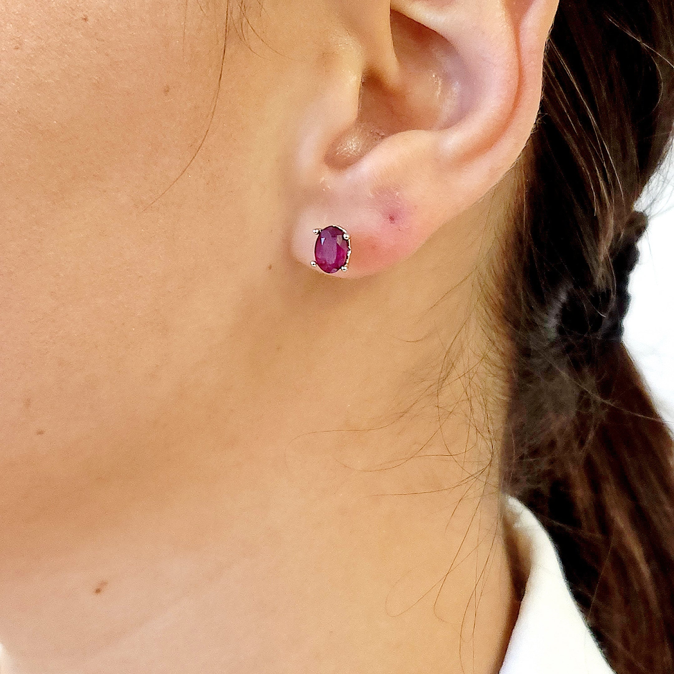 Heart Ruby Stud Earrings