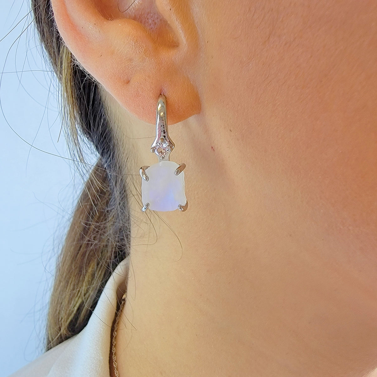 Raw Moonstone Drop Earrings
