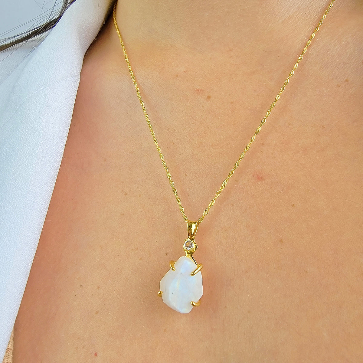 Raw Moonstone Crystal Necklace