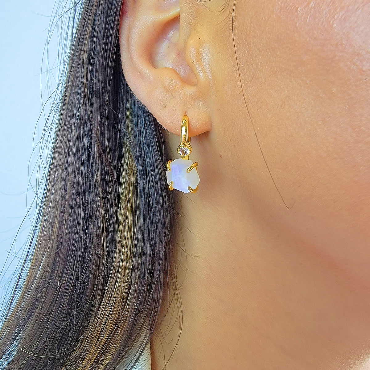 Raw Moonstone Drop Earrings