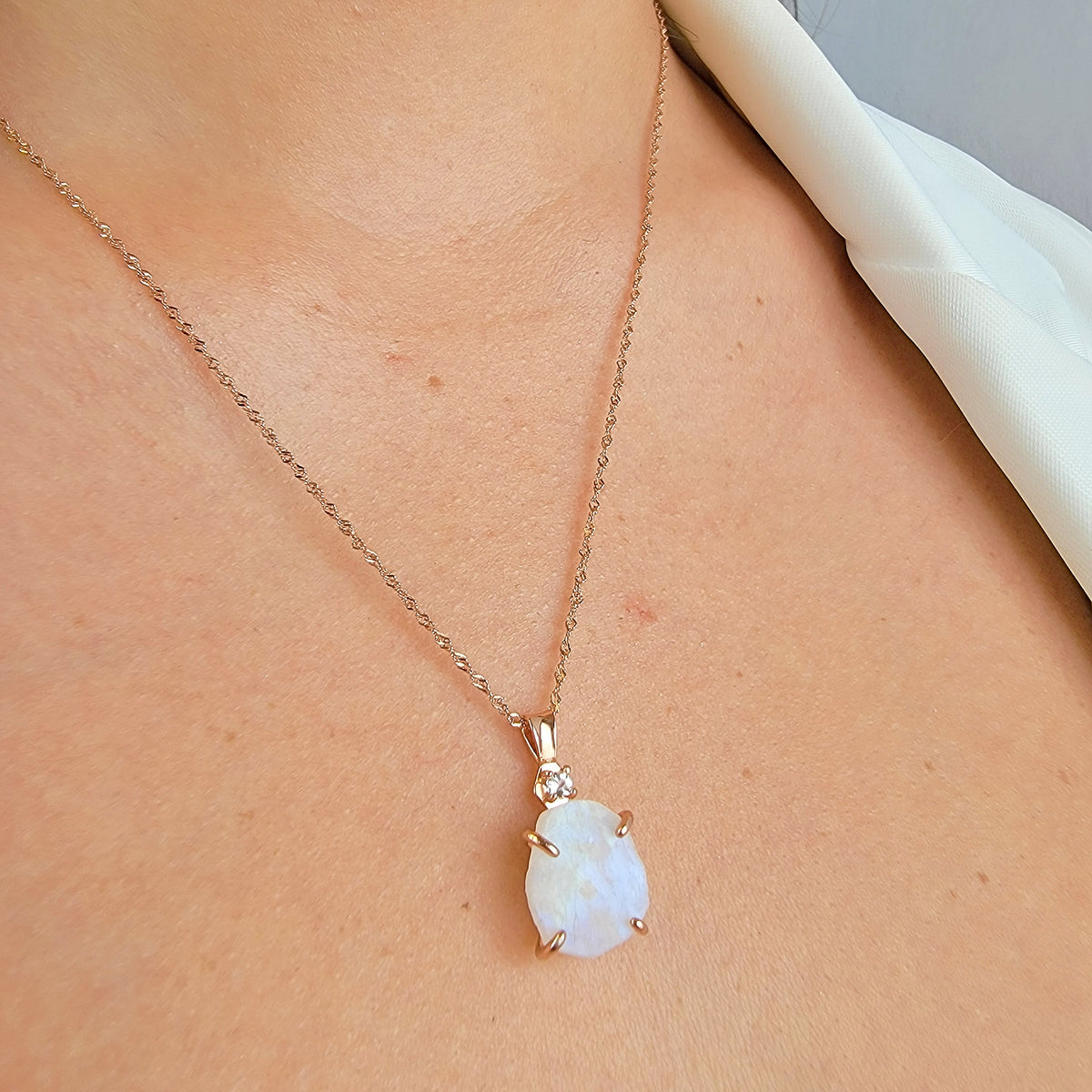 Raw Moonstone Crystal Necklace