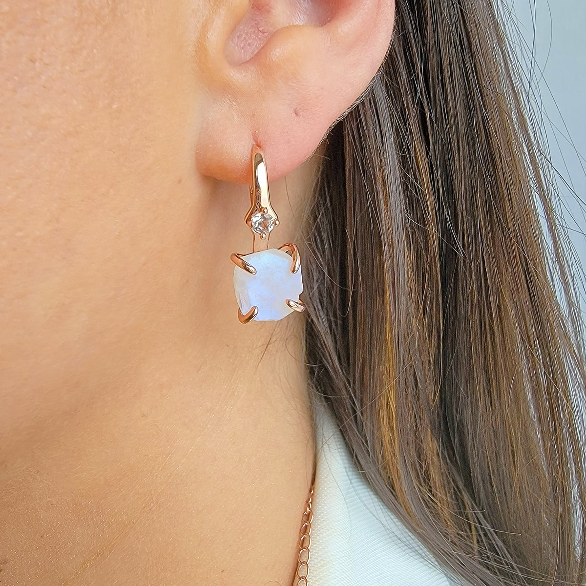 Raw Moonstone Drop Earrings