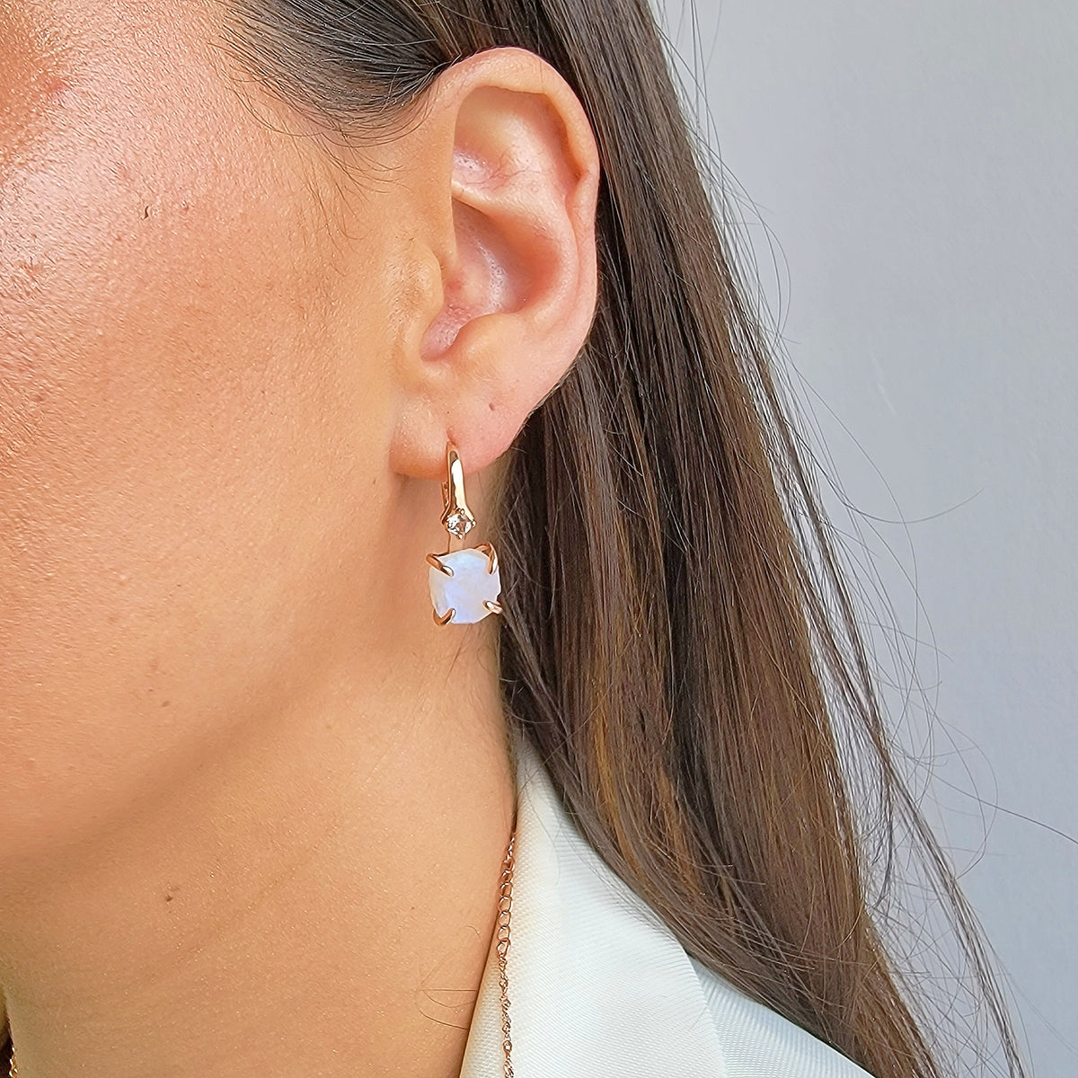 Raw Moonstone Drop Earrings
