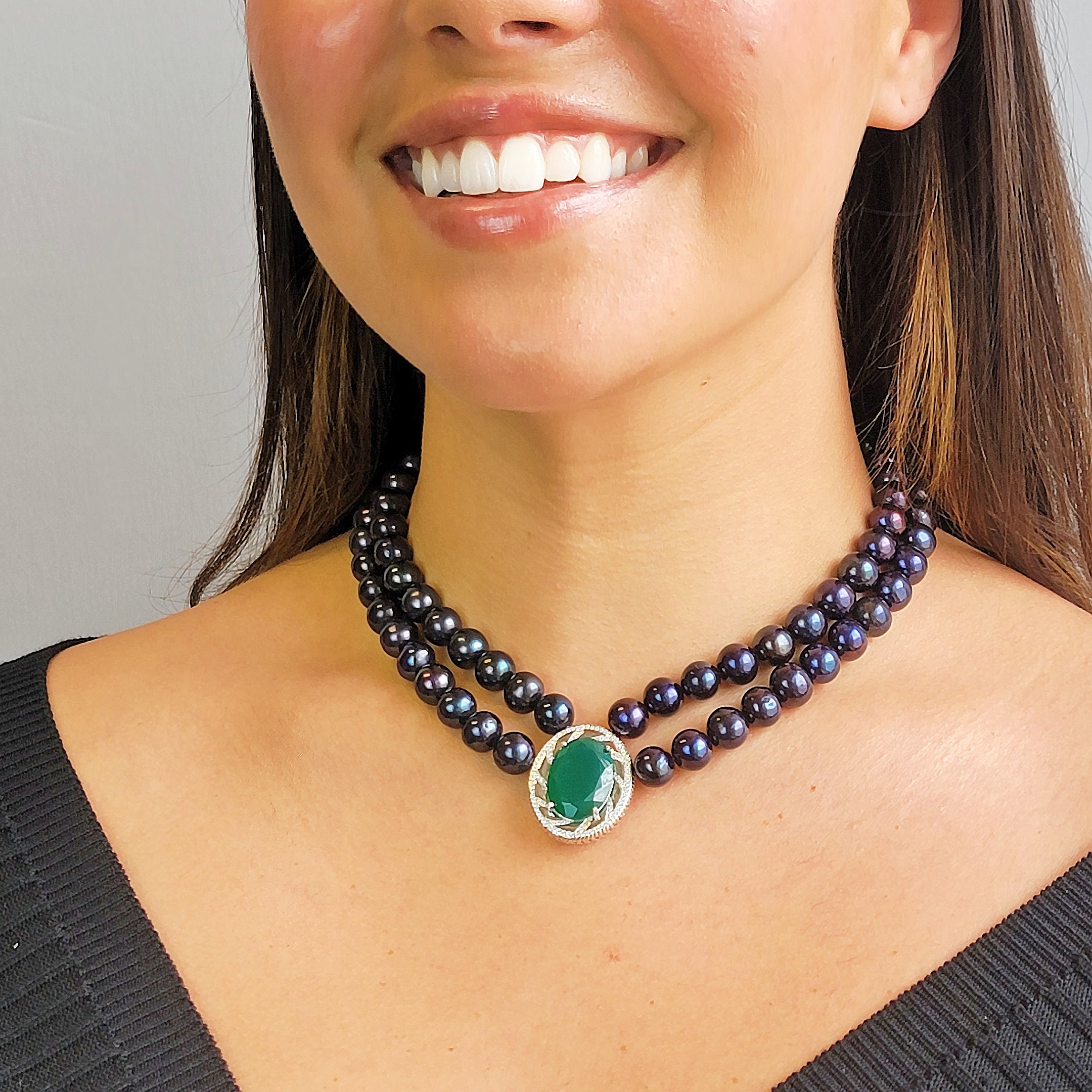 4MM Navajo Pearl Necklace with 11MM Black Onyx Beads - Native American  Turquoise Jewelry - Dakota Sky Stone