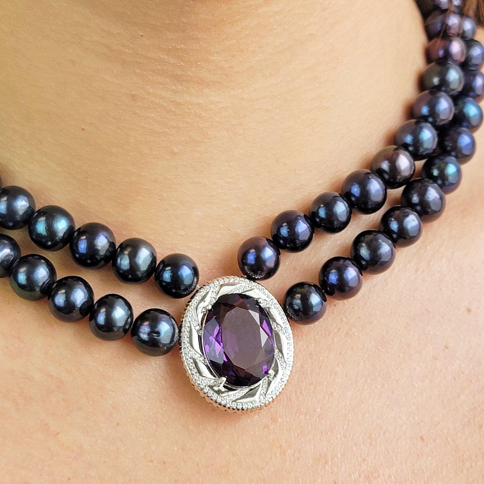 Real Amethyst and Pearl Necklace