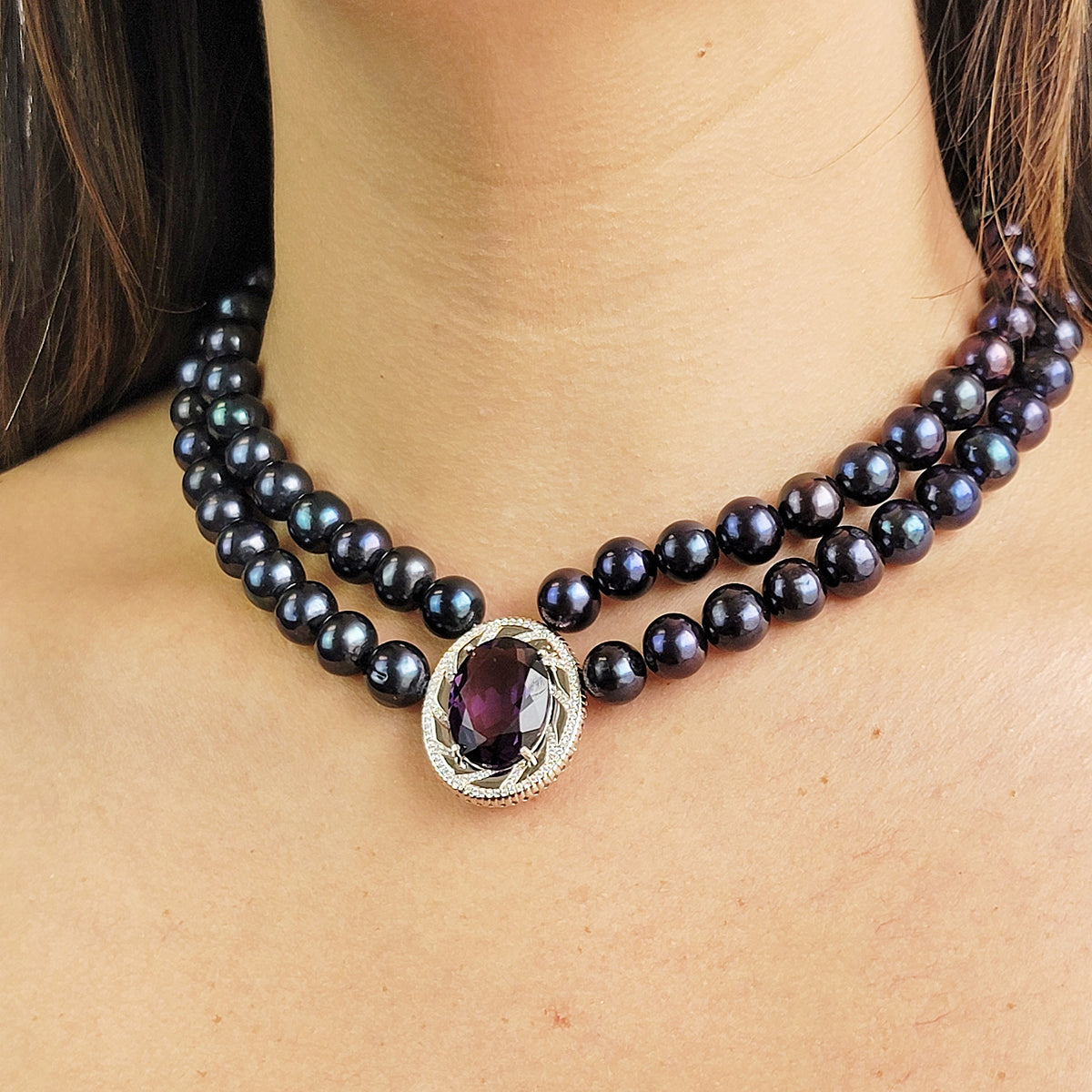 Real Amethyst and Pearl Necklace