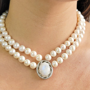 Real Pearl and Moonstone Necklace