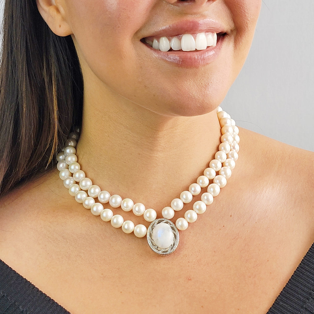 Real Pearl And Moonstone Necklace 1646