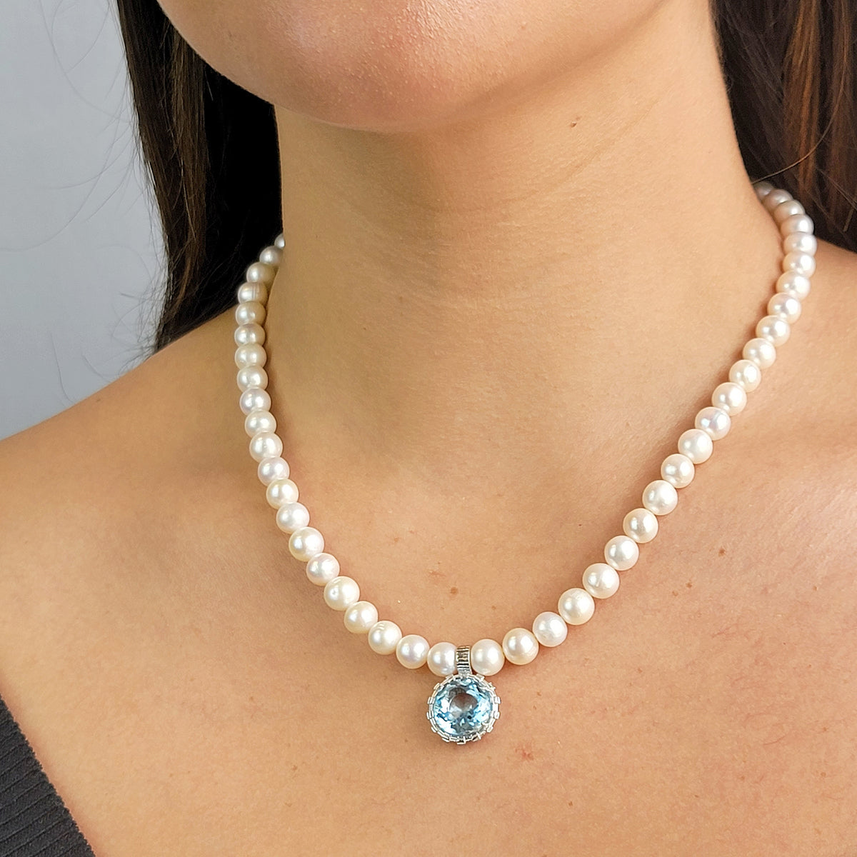 Real Pearl and Topaz Jewelry Set