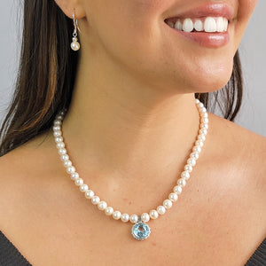 Real Pearl and Topaz Jewelry Set