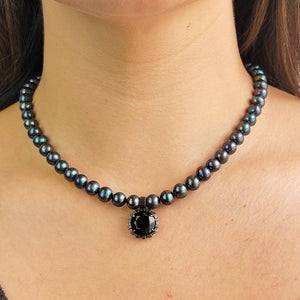 Real Pearl and Onyx Jewelry Set