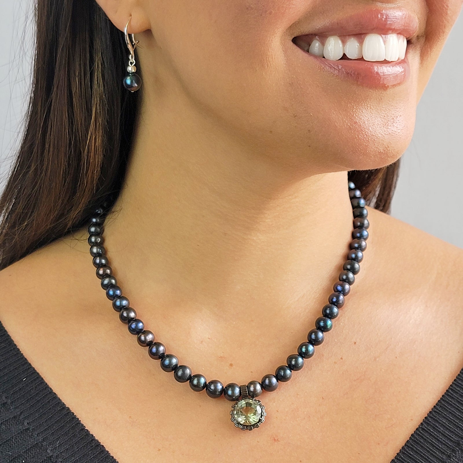 Real Pearl and Amethyst Jewelry Set