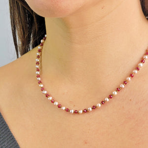 Ruby and Pearl Strand Necklace