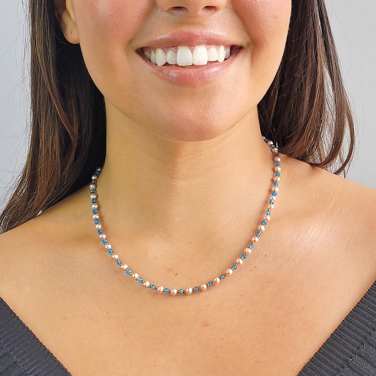 Topaz and Pearl Strand Necklace