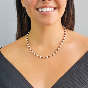 Garnet and Pearl Strand Necklace