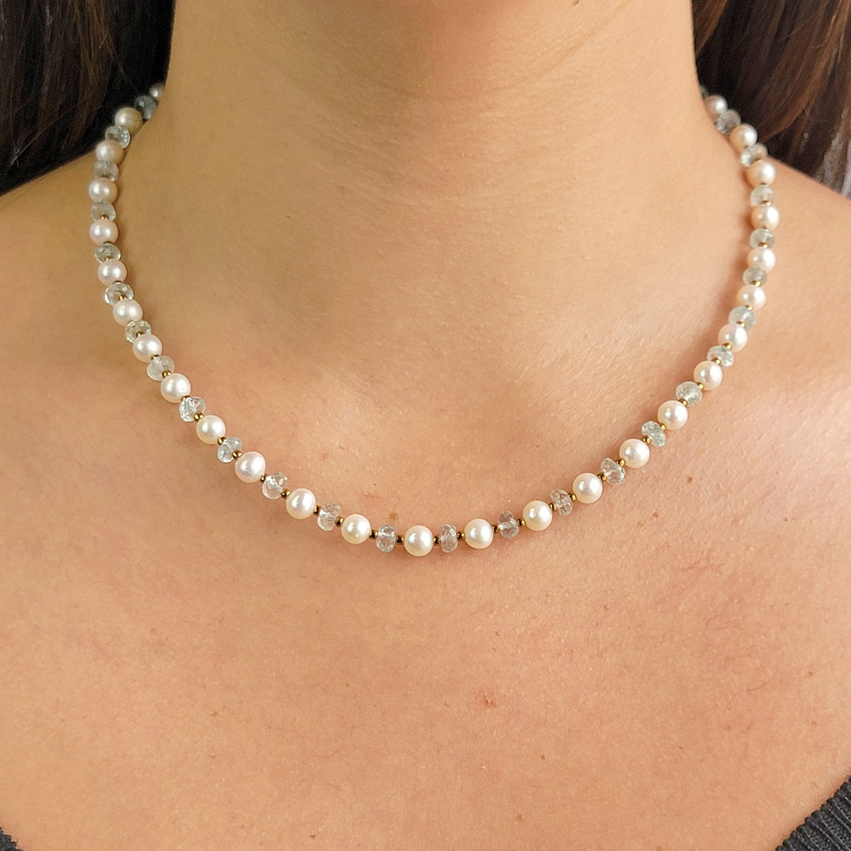 Aquamarine Pearl Strand Necklace