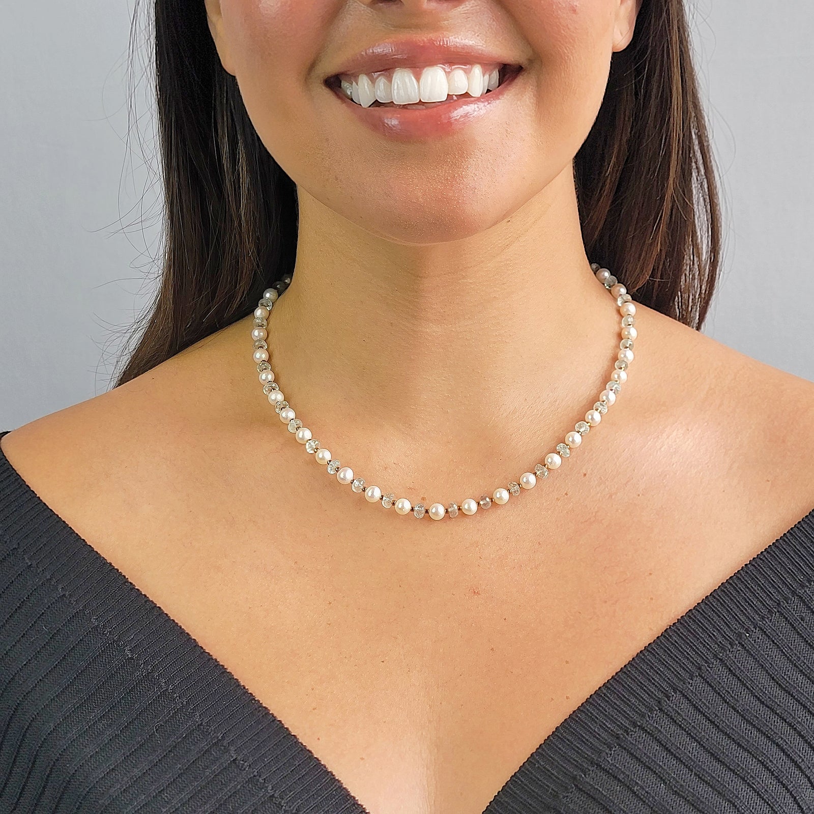 Aquamarine Pearl Strand Necklace