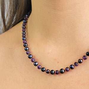 Amethyst and Pearl Strand Necklace