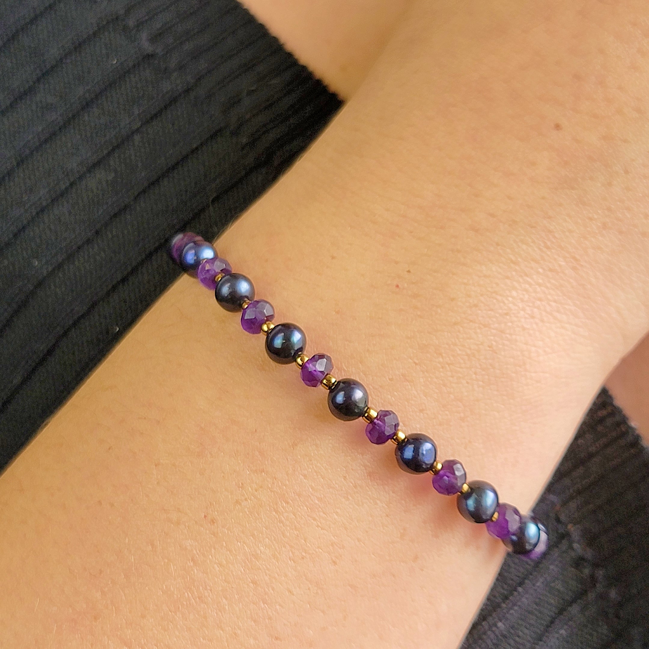 Real Amethyst and Pearl Bracelet