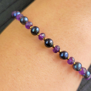 Real Amethyst and Pearl Bracelet